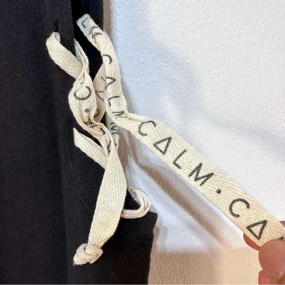 EUC Good H Youman Black Knit Muscle Tee Side Tie Sz Medium - Picture 5 of 10